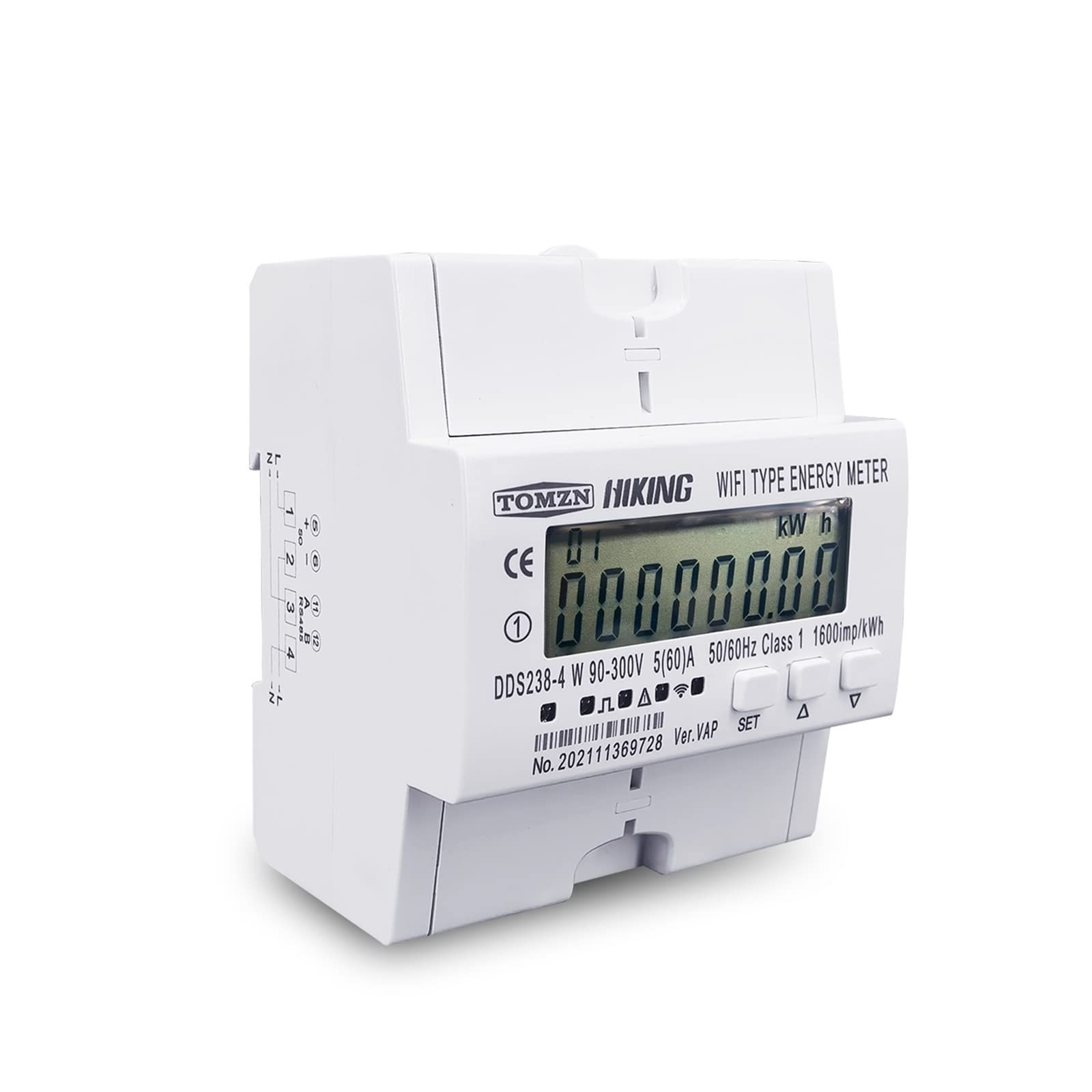 BUCROS 60A TUYA Single Phase WiFi Smart Energy Meter Kwh Metering Monitoring MCB Timer with Voltage Current Protection RS485