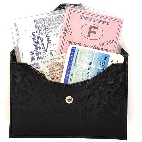 Charmoni – Schutzhülle Umschlag Tür Papiere Auto Führerschein der Karte Grau Leder Neu Pierrot Gr. one size, Braun - Taupe