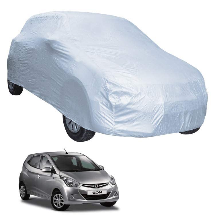 Image of Auto Hub Car Cover Compatible with Hyundai Eon with Weather Proof, Triple Stitched, Eon Car Cover- Plain Silver