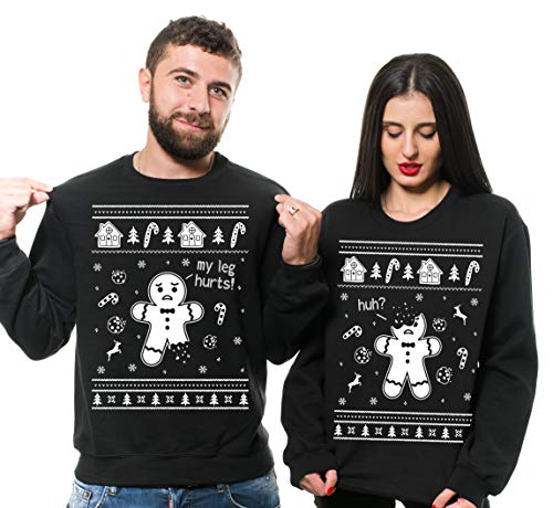 Silk Road Tees Christmas Ugly Sweater Party Sweatshirts Couple Gingerbread Funny Sweatshirts Men XL - Women Medium Black