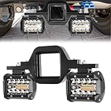 BESTZHEYU 4 Inch 60W Led Pods with 3 Inch Tow Hitch Mounting Brackets Backup Reverse Lights Rear Light Bar for Pickup ATV SUV Truck Trailer Boat with White and Amber Beam