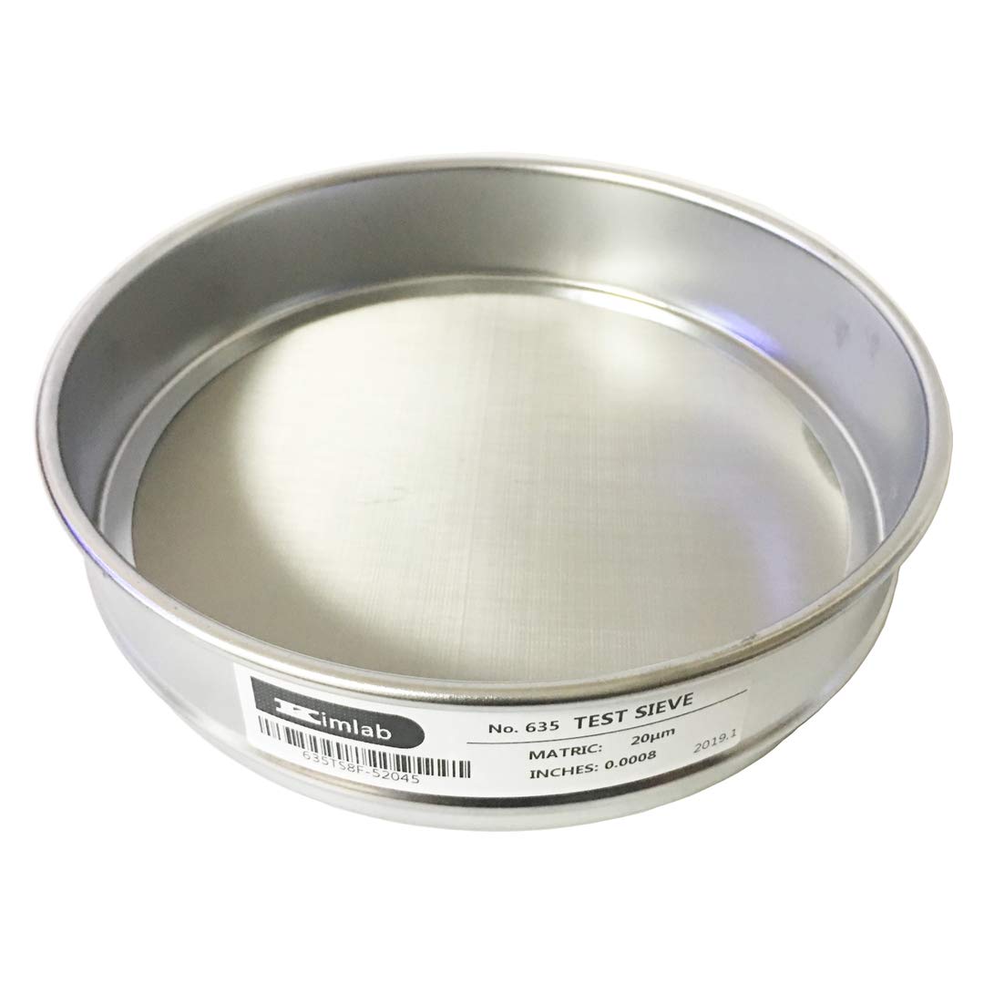 KimLab Economy Test Sieve #5000 / 1?m Mesh Size,304 Stainless Steel Wire Cloth, 8