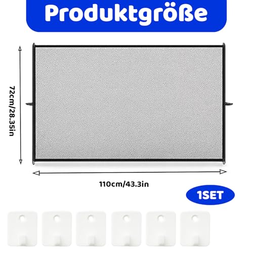 Treppengitter Hund, Katzengitter Tür Ohne Bohren, 110x72cm Treppenschutzgitter, Türgitter für Hunde und Katzen, Türschutzgitter Ohne Bohren, Ideal für Küchen, Balkone, Treppenhäuser