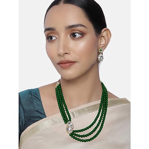 Image of Peora Faux Pearl Crystal Necklace & Jewellery Set Gift for Women