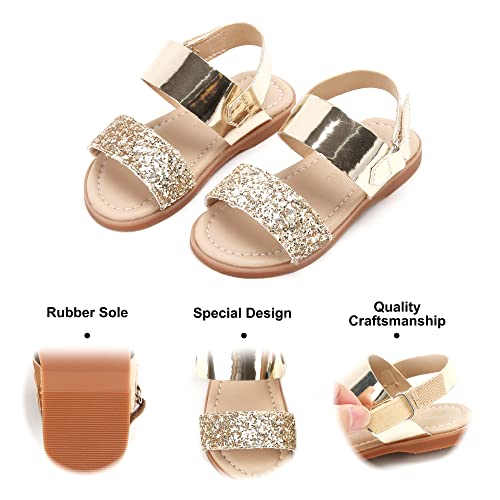 Image of Felix & Flora Toddler Girl Sandals - Little Girl Easter Dress Shoes Lightweight Open Toe Beach Holiday Flats
