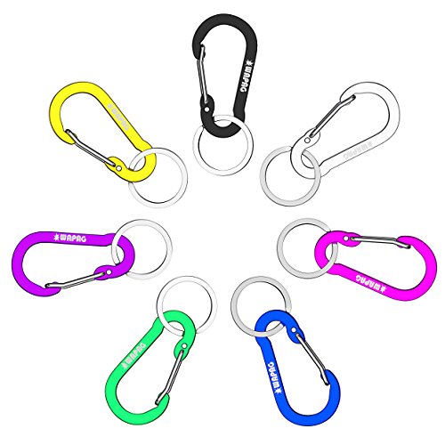 WAPAG Mosquetón 5cm Mini Llavero Primavera Acortar Gancho Llavero para Llaves Otros Artículos Pequeños Diariamente Adentro o Vida al Aire Libre Clasificación para Hamacas Cámping Senderismo (7Color)
