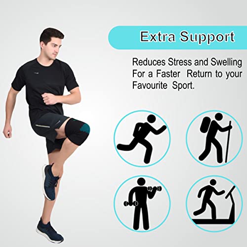 AccuSure Knee Brace Compression Sleeve- Best Support for Arthritis, Gym, Running, Basketball, Meniscus Tear, Sports, Joint Pain Relief, Injury Recovery For Men, Women|Pair - Image 4