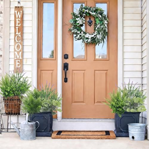 Image of 24 Bundles Artificial Greenery for Outdoor Fake Green Plant Eucalyptus Fern | Mixed Plastic UV Resistant Faux Greenery Stems for Outside Indoor Home Garden Window Box Front Porch Decoration