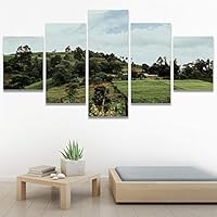 SIGNWIN 5 Panel Canvas Wall Art Greenlands for Home Decorations Ready to Hang - 60
