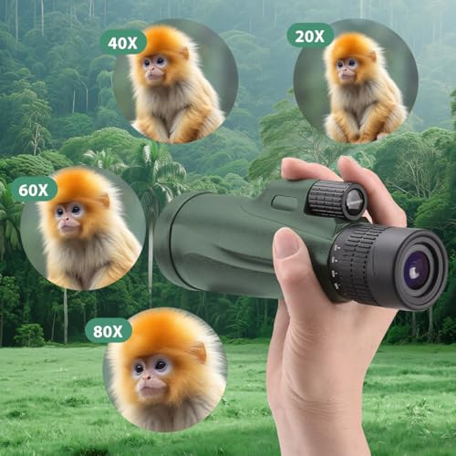 undefined Monocular Telescope 80 x 100 High Powered Monoculars for Adults with Tripod, Monocular for Smartphone Suitable for Bird Watching Larger Vision Monoculars for Adults with BAK4 Prism & FMC Lens Green の商品画像 2