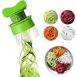 Picador De Verduras En Espiral AUAUY Cortador de Verduras, Espiralizador de Mano, Rallador Multifuncional, Cortadora Espaguetis Calabacin Maquina para Zanahoria, Fruta, Pepino