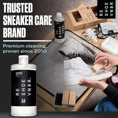 Image of RESHOEVN8R Shoe Cleaning Solution - Sneaker Cleaner & Shoe Care for Canvas, Leather, Mesh, Suede, White, & Nubuck Shoes