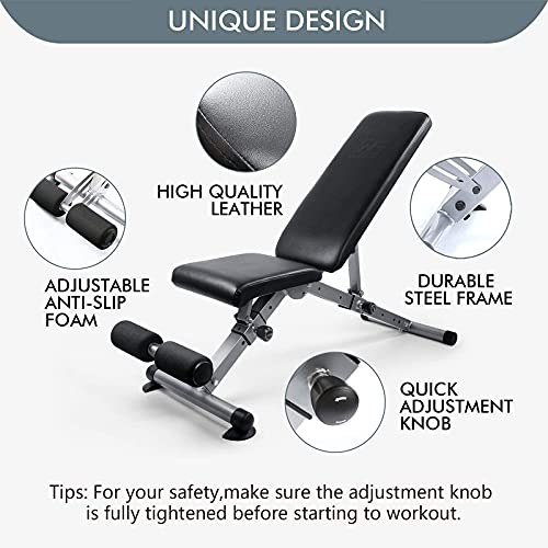 RitFit Adjustable / Foldable Utility Weight Bench for Home Gym, Weightlifting and Strength Training - Bonus Workout Poster with 35 Total Body Exercises