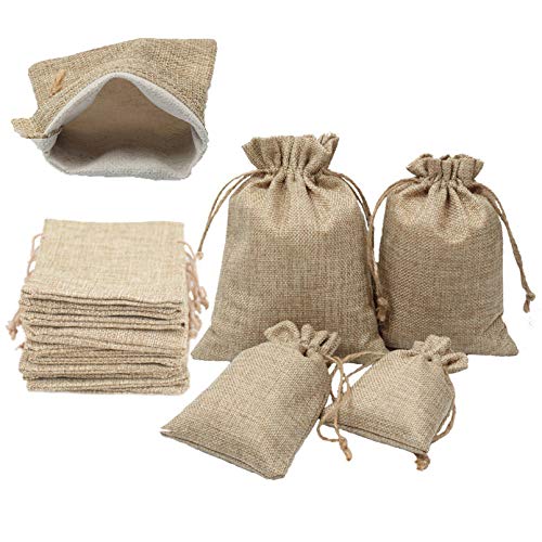 YUKUNTANG Burlap Bags, 20 Pcs Wedding Party Jewelry Favor Gift Candy Drawstring Pouch Burlap Sacks for Arts, Crafts, Presents, Snacks, Christmas, Thanksgiving (8"X12")