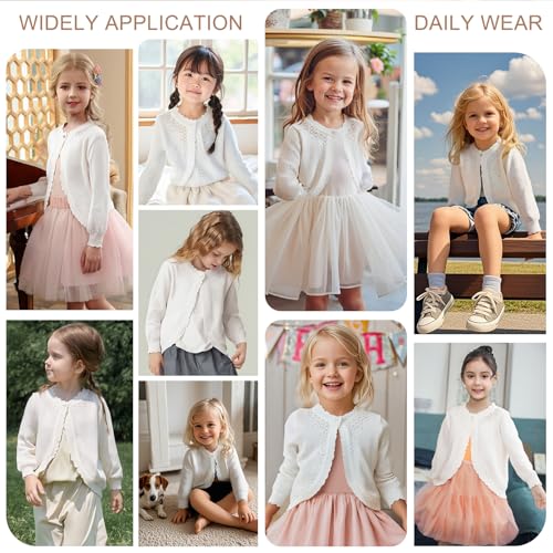 Image of Danny D Toddler Girls Open Front Shrug Cardigan Children Knit Long Sleeve Bolero with Button Closure for 2Years-7Years