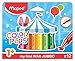 Maped Color'Peps Craies de Coloriage Cire pour Enfant, Forme Triangulaire, Premiers Crayons de Couleur pour Bébé dès 1 an – Boîte de 12 Crayons Jumbo Assortis