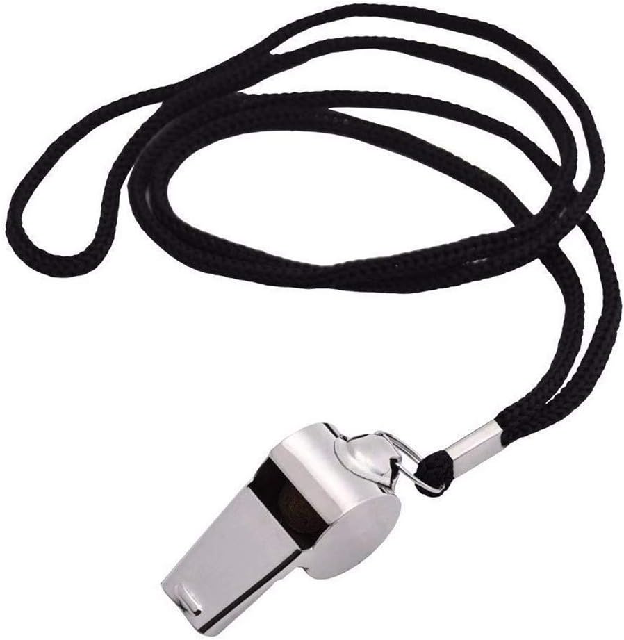 Metal Referee, 2 PCS Stainless Steel Coach Whistle - Extra Loud Whistle with Lanyard for School PE, Soccer, Ball Sports For Facial Care, Hair Care, Scalp Care Products_AB