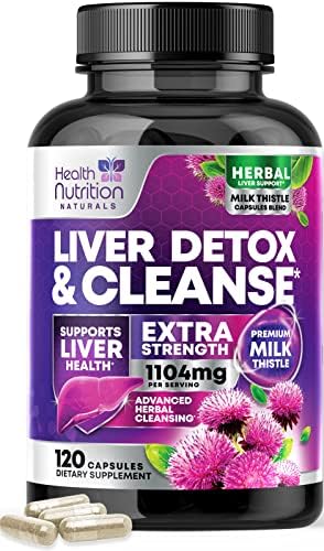 Gentle Liver Cleanse Detox & Repair Formula - Herbal Liver Support Supplement: Milk Thistle with Silymarin, Artichoke Extract, Dandelion, Beet, Chicory Root, & Turmeric for Liver Health - 120 Capsules