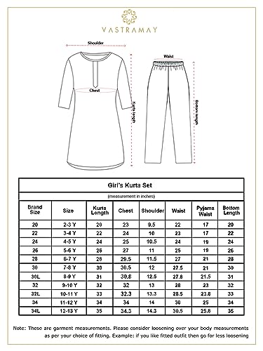 Image of VASTRAMAY Girls' Kurta Set | Cotton Kids Ethnic Festive Attire | Traditional Outfit