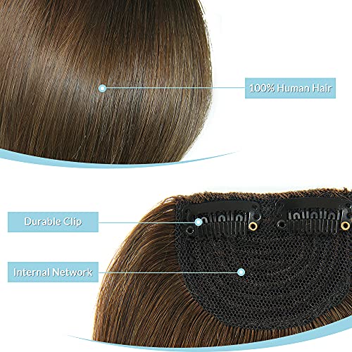 Shinon Thick Side Bangs Clip In Bangs Real Human Hair Bang Fringe Swept Bangs Extensions Clip On Bangs Fashion Natural Look Hairpiece For Girls Light Brown #TOP2