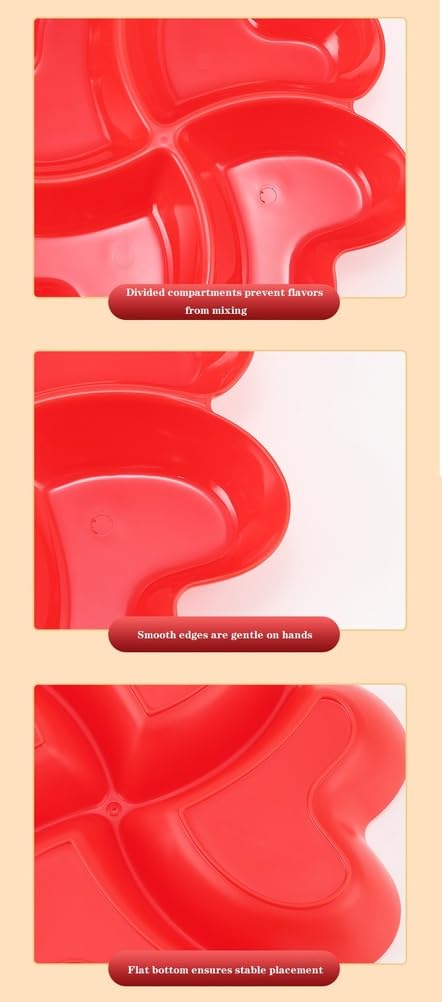 Paquete de 10 bandejas de plástico rojo con divisores, perfectas para frutos secos, frutas, salsas y salsas, ideal para fiestas, eventos y necesidades de catering