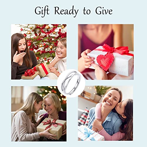 OOOPEL Sterling Silver Adjustable Ring S925 Silver Rings for Women Cubic Zirconia Twist Love Knot Dainty Ring Silver Minimalist Open Finger Rings Silver Thumb Sterling Silver Ring3