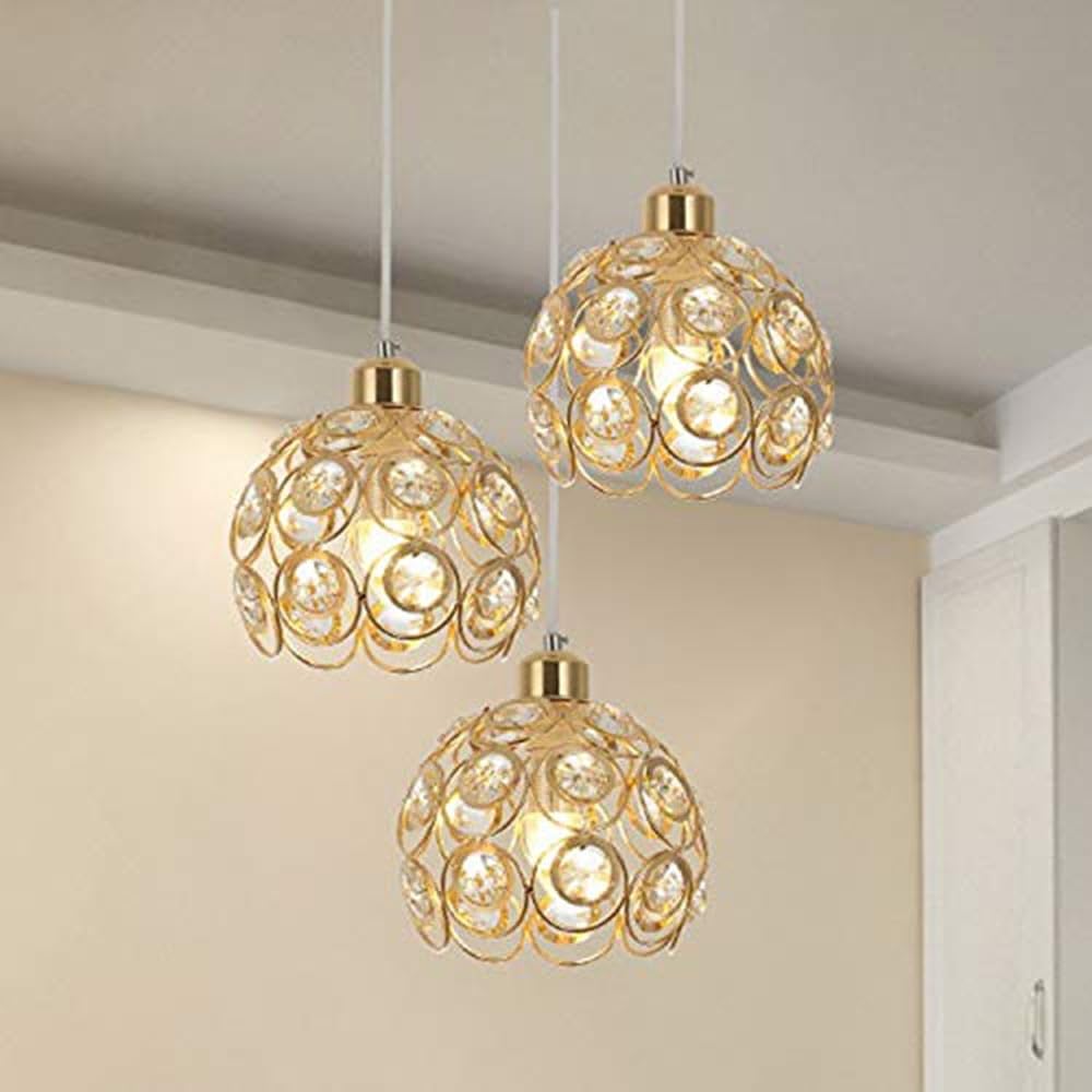 Dimmbare Hängelampe mit Batterie Innen,2er-Satz Gold Metall Hängeleuchte Batteriebetriebene Lampe, Pendelleuchte ohne Strom Stromanschluss für Küche Nachttischcafé,XDD054TB