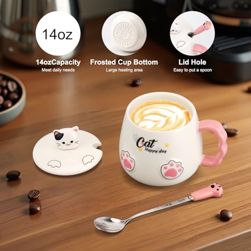 Image of Bsigo Smart Coffee Mug Warmer & Cute Cat Mug Set, Coffee Beverage Cup Warmer for Desk Home Office, Candle Warmer Plate for Cocoa Milk Tea Water with 3 Temperature Up to 149℉ / 65℃, 8 Hour Auto Shut Off