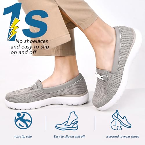 Image of Buyrew Loafers for Women - Comfortable Mesh Knit Slip On Walking Shoes with Arch Support - Dressy Business Casual Work Flats for Standing All Day - Lightweight Breathable Penny Loafers