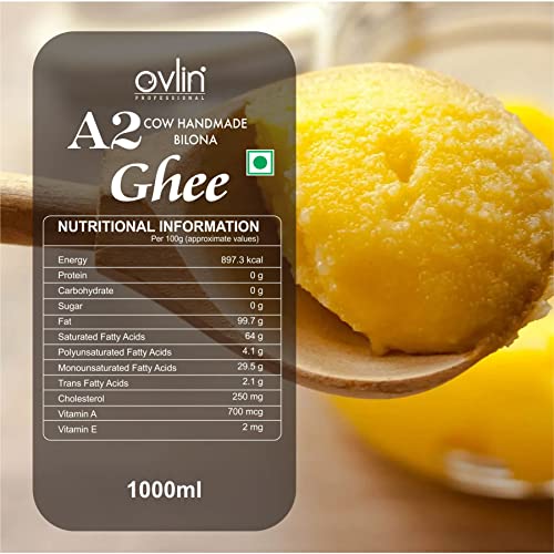 Image of Ovlin Professional 100% A2 Gir Cow ghee | Vedic Bilona Method | Grassfed | Cultured | Premium&Traditional Ghee 500 ml (pack of 2)