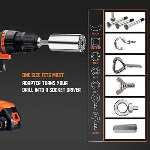 Universal Socket Wrench Grip Tools 1/4\"-3/4\" (7-19mm) Ratchet Multi-function Adapter Set with Power Drill Adapter - Cool Gadgets for Men, DIY Handyman, Father/Dad, Husband, Boyfriend, Him