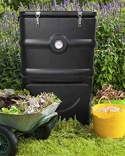 Image of Insulated Compost Bin with Ventilation System - Quickly Composting All Year Round,A Reservoir at The Bottom Design to Collect The Leachate (30 Gal,Black)