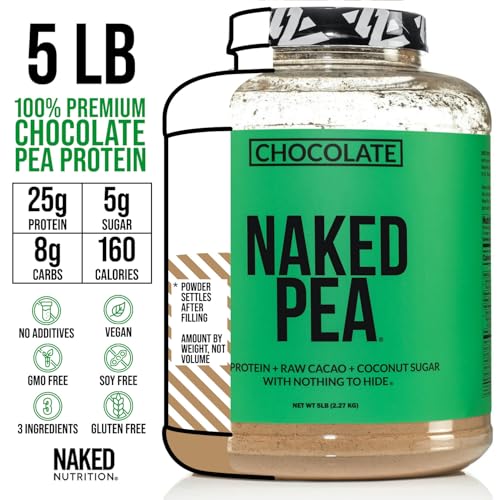 Image of NAKED Nutrition Chocolate Pea Protein Isolate - 5Lb Bulk, Plant Based, Vegetarian & Vegan Protein. Easy to Digest, Non-GMO, Gluten Free, Lactose Free, Soy Free (Pack of 2)
