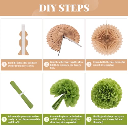 Image of 23Pcs Sage Green Party Decoration Kit for Birthday Bachelorette Baby Shower