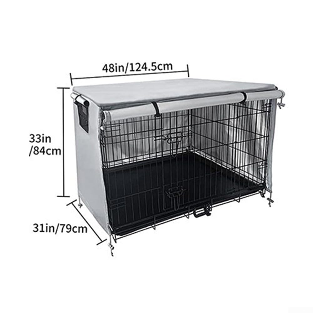 Funda para jaula de perro, resistente al viento, cubierta ajustable para jaula de perro proporcionada cubierta para mascotas al aire libre 210D tela Oxford protección interior y exterior