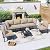 Kurapika 7 Pieces Metal Patio Furniture Set Modern Metal Outdoor Conversation Sets, Patio Sectional Sofa w/5 in Cushion and Coffee Table, Sand