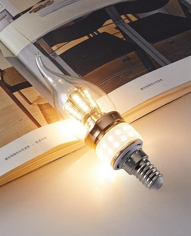 Lot De 2 Ampoules LED E14 À Petite Vis 8 W, Lumière Chaude 3000 K, 800 LM, Non Dimmable, Ampoule De Lustre Moderne De Luxe en Forme De Flamme, Petite Lampe À Vis Edison S,