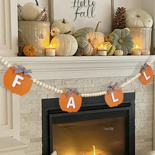 Fall-Decor-Wooden-Signboards-Pumpkin-Garland-Fall-Decorations-for-Home-Thanksgiving-Farmhouse-Pumpkins-Wood-Bead-Garland-Banner-for-Fireplace-Mantel-Walls Fall Decor Wooden Signboards Pumpkin Garland Fall Decorations for Home Thanksgiving Farmhouse Pumpkins Wood Bead Garland Banner for Fireplace Mantel Walls