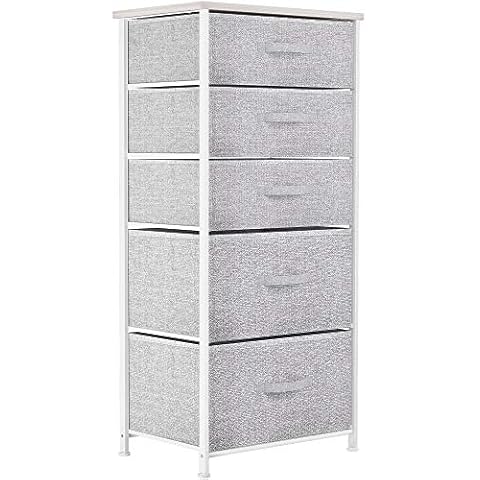 YITAHOME Chest of Drawers, Non-Woven Fabric 5-Drawer Storage Organizer Unit for Bedroom Living Room Closet, Sturdy Steel Frame, Easy Pull Fabric Bins & Wooden Top, Fabric Dresser Cover