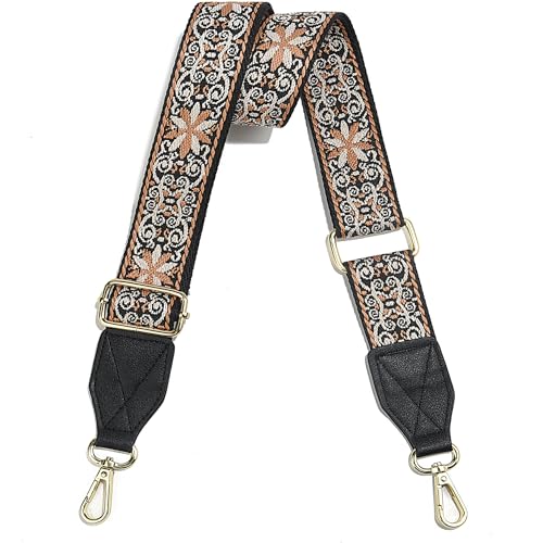 Image of Purse Strap,1.5 inch Leather End Shoulder Strap Adjustable Replacement,Retro Multi-Pattern Crossbody Bag Straps
