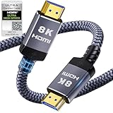 DavVision 10K 8K HDMI 2.1 Cable 6.6FT eARC, Certified Ultra High Speed PS5 HDMI Cable Braided-8K@60Hz,4K@120Hz,48Gbps,HDCP 2.2 & 2.3,HDR 10,Compatible with PS5/Xbox/TV/RTX 4090/Monitor