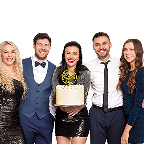 Rcanedny 16 Pieces Happy Father's Day Cake Topper Fathers Day Cupcake Toppers Acrylic Mirror Cake Topper Decorative Party Cake Decoration For Father's Day #TOP3