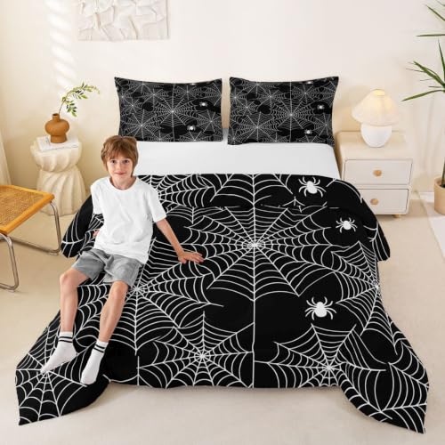 Image of Feelyou Boys Spider Web Printed Comforter Set Twin Size for Kids Girls