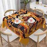 Quadratische Tischdecke, Motiv: afrikanische tanzende Frauen, 145 x 145 cm, ethnische Tischkleidung, für drinnen und draußen, waschbar, Tischdecken für Küche, Hochzeit, Restaurant, Buffet