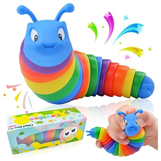 Cevioce Fidget Slug Toy, Sensory Slug Fidget Toys for Kids & Adults, 1Pc Autism Sensory Toys for Autistic Children Toddlers, Toddler Toys - 3 4 5 6 7 8+ Year Old Girl Boy Birthday Gifts
