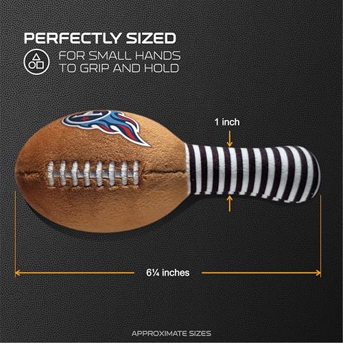 Image of Tennessee Titans Plush Football Rattle by Smilo - Officially Licensed NFL Baby Rattle Toy - Soft Baby Rattle with Bell - for Babies and Toddlers from 3 Months