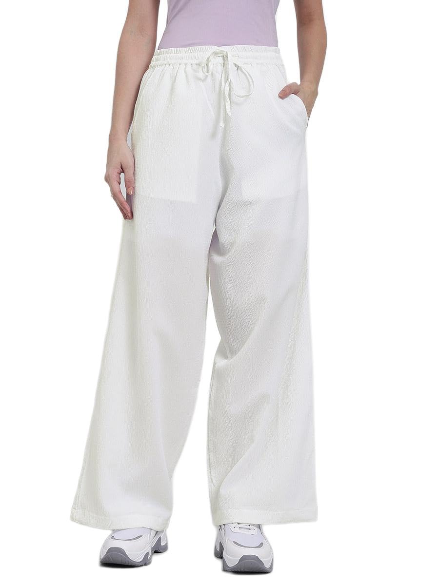 styli Women Off White Flared High-Rise Trousers with Side Pocket-picture-18