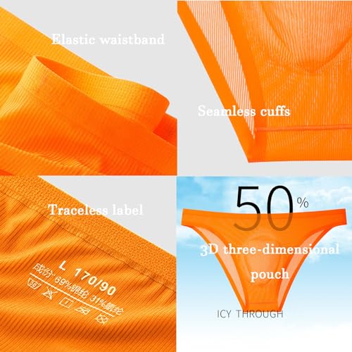 Men's Briefs Seamless Ice Silk Breathable Transparent Ultra-thin Underpants Sexy Elastic Bikini Underwear2