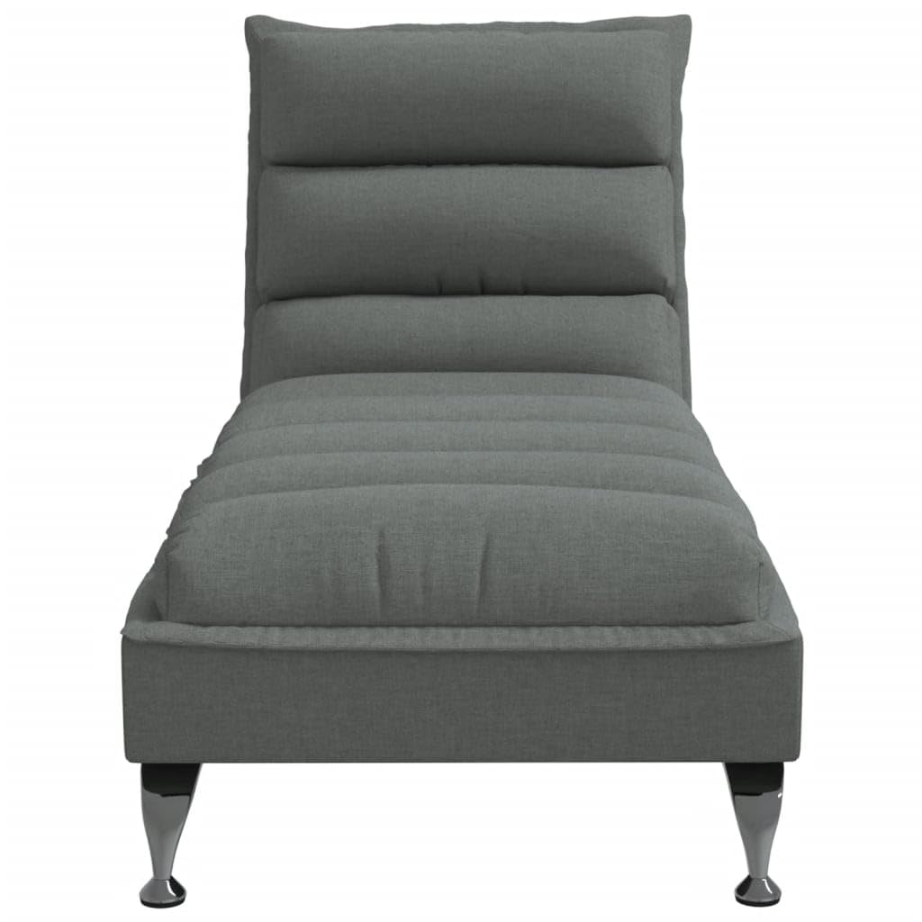 vidaXL Chaise Longue avec Coussins Gris foncé Tissu