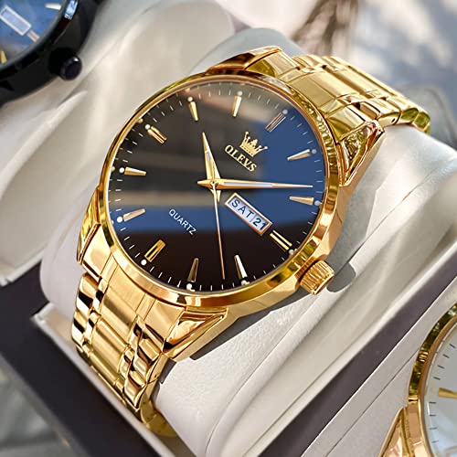 OLEVS Mens Gold Watches Waterproof Stainless Steel Lightweight Watch with Date Classic Luxury Dress Watch for Men Gold White Blue Green Dial4
